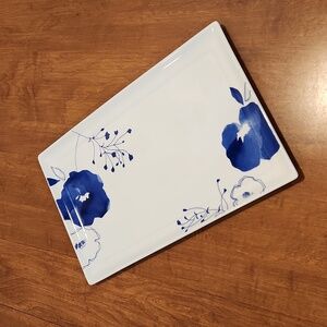 The Cellar Whiteware Serving Platter; White with Blue Flower Detail